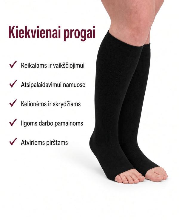 Bambukinės plačios kompresinės kojinės be pirštų